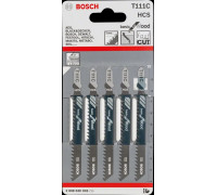 Пилка для лобзика Т111C по дереву 5-60мм, сталь HCS, длина 100мм, Bosch