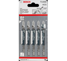 Пилка для лобзика Т144D по дереву 8-60мм, сталь HCS, длина 100мм, Bosch